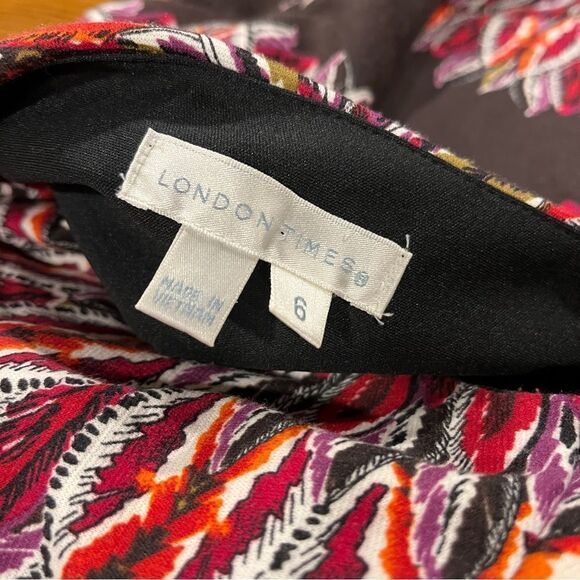 London Times Elegant brown leaves print Dress size 6 - Picture 8 of 11